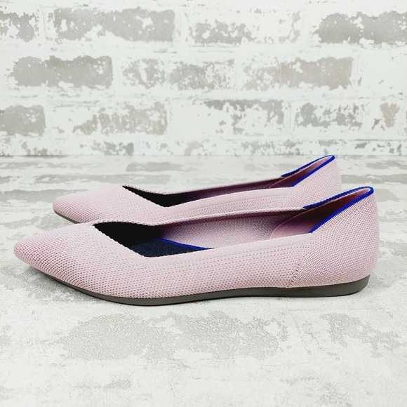 NEW Rothy's The Flat Pink Knit Pointy Toe Slip On Loafers O107